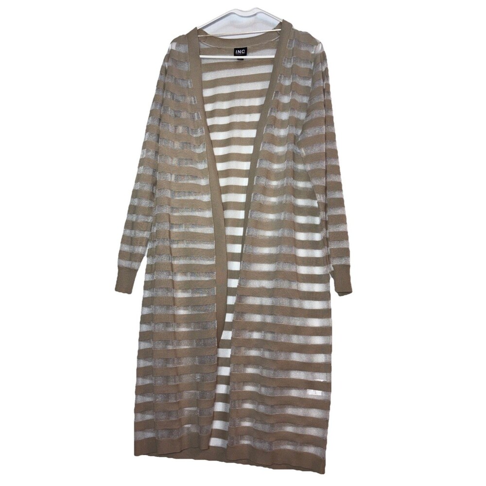 Women's INC INTERNATIONAL CONCEPTS Long Sleeve Long Lightweight Tan Cardigan XL